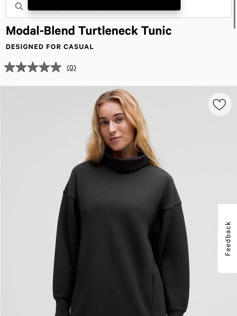 Lululemon Modal-Blend Turtleneck Tunic Sweater - Black